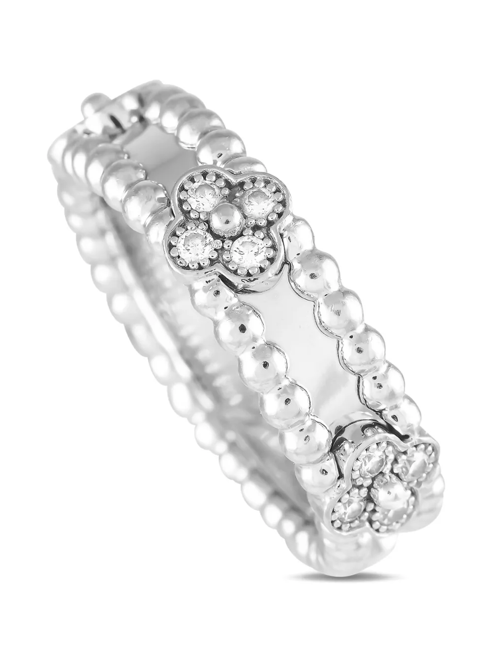 Pre-owned Van Cleef & Arpels 18k White Gold Diamond Ring In Silver