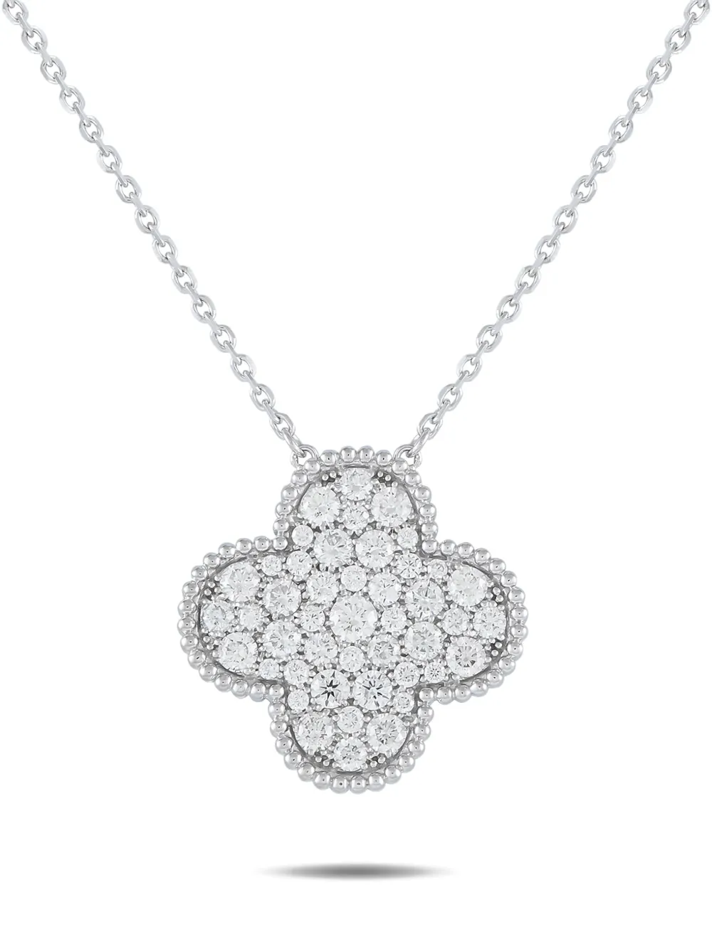 Van Cleef & Arpels pre-owned 18K white gold Alhambra diamond necklace | Silver | Image 1