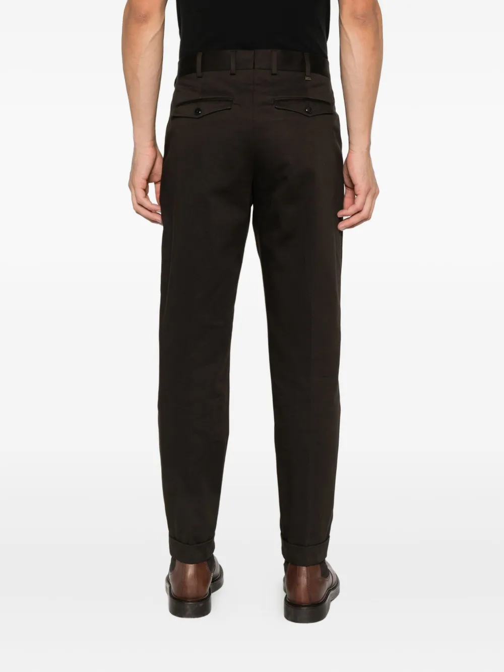 PT Torino Geplooide broek met cuffs Bruin