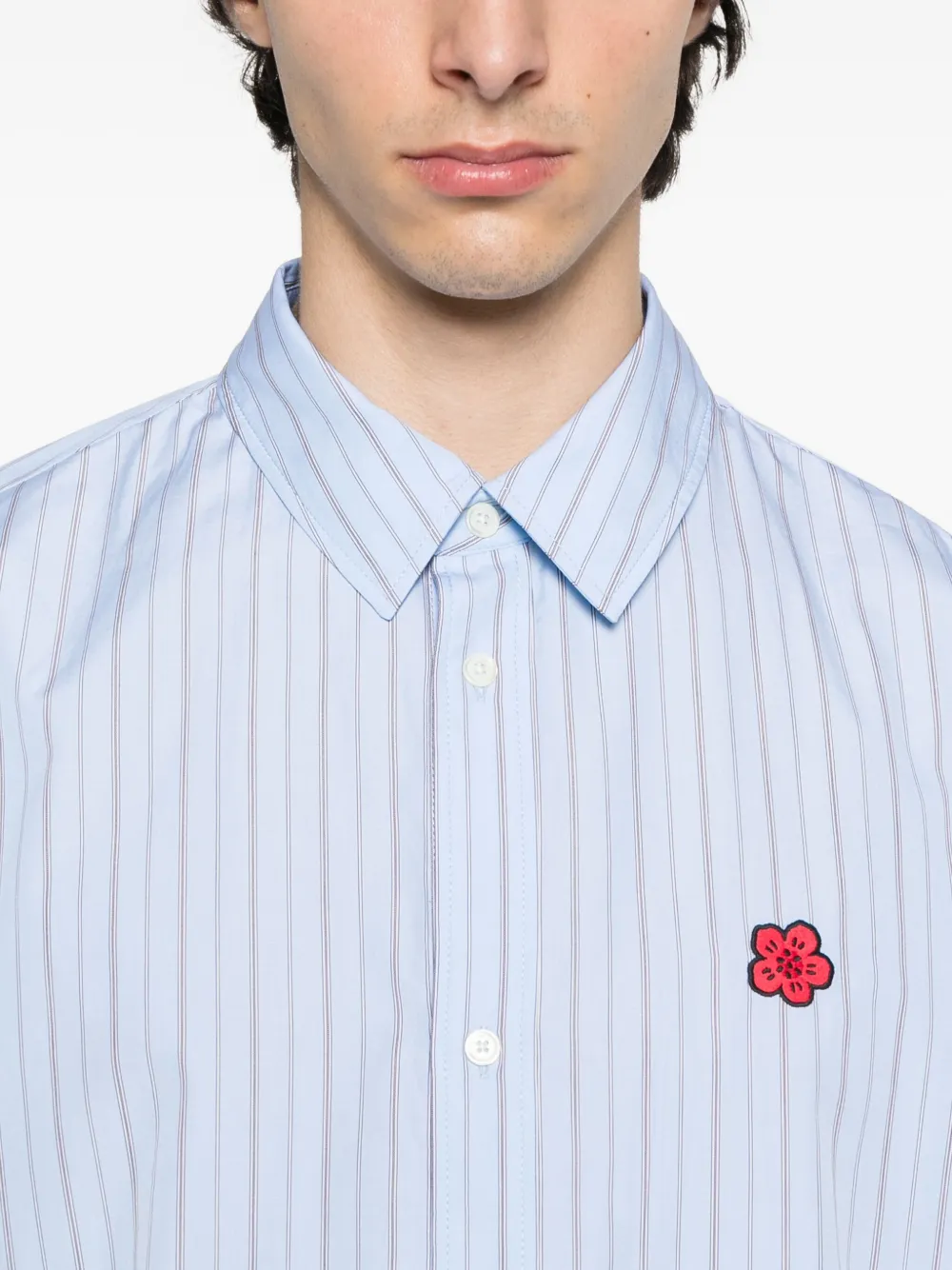 Kenzo striped embroidered shirt Blauw