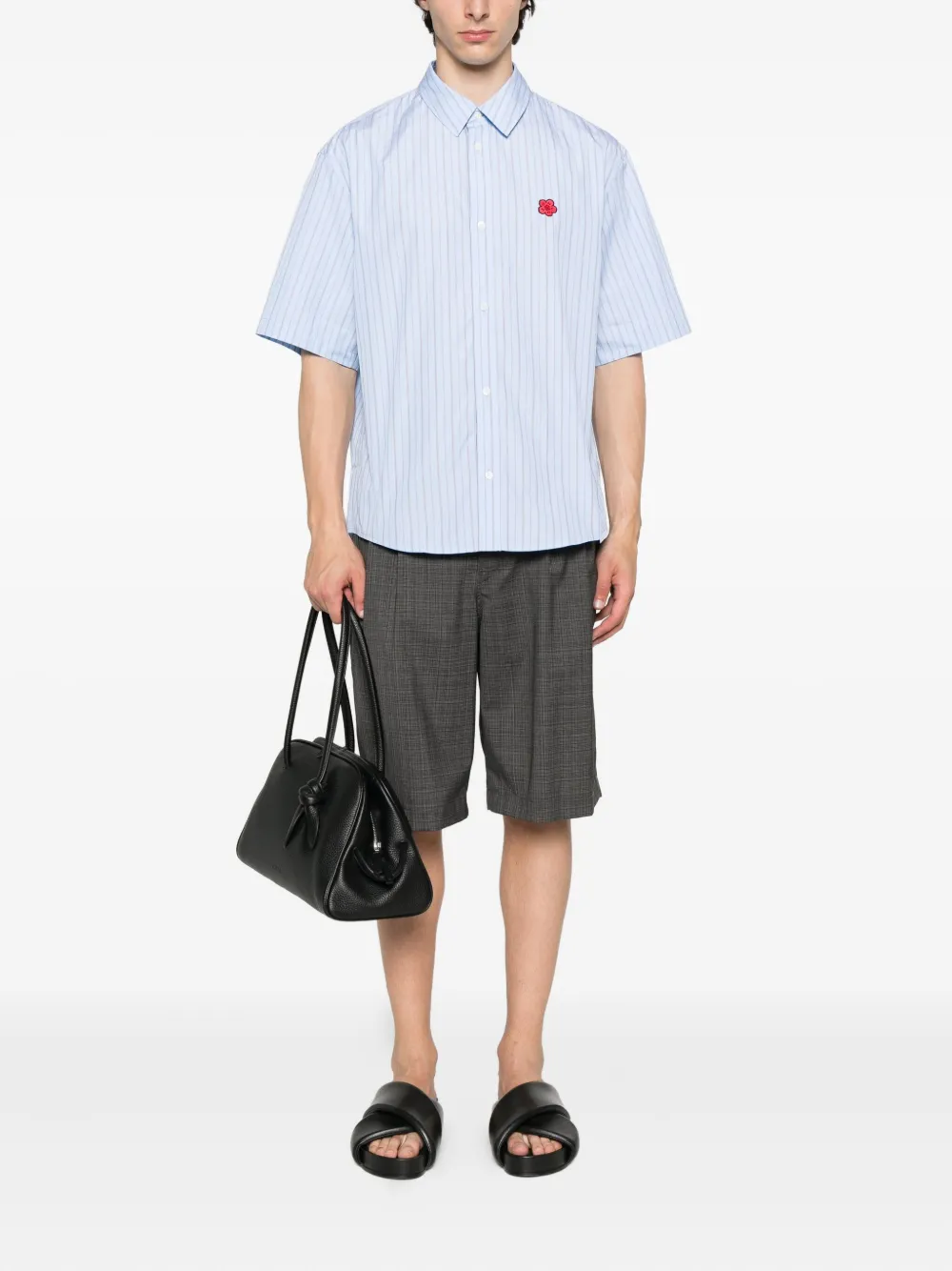Kenzo striped embroidered shirt Blauw