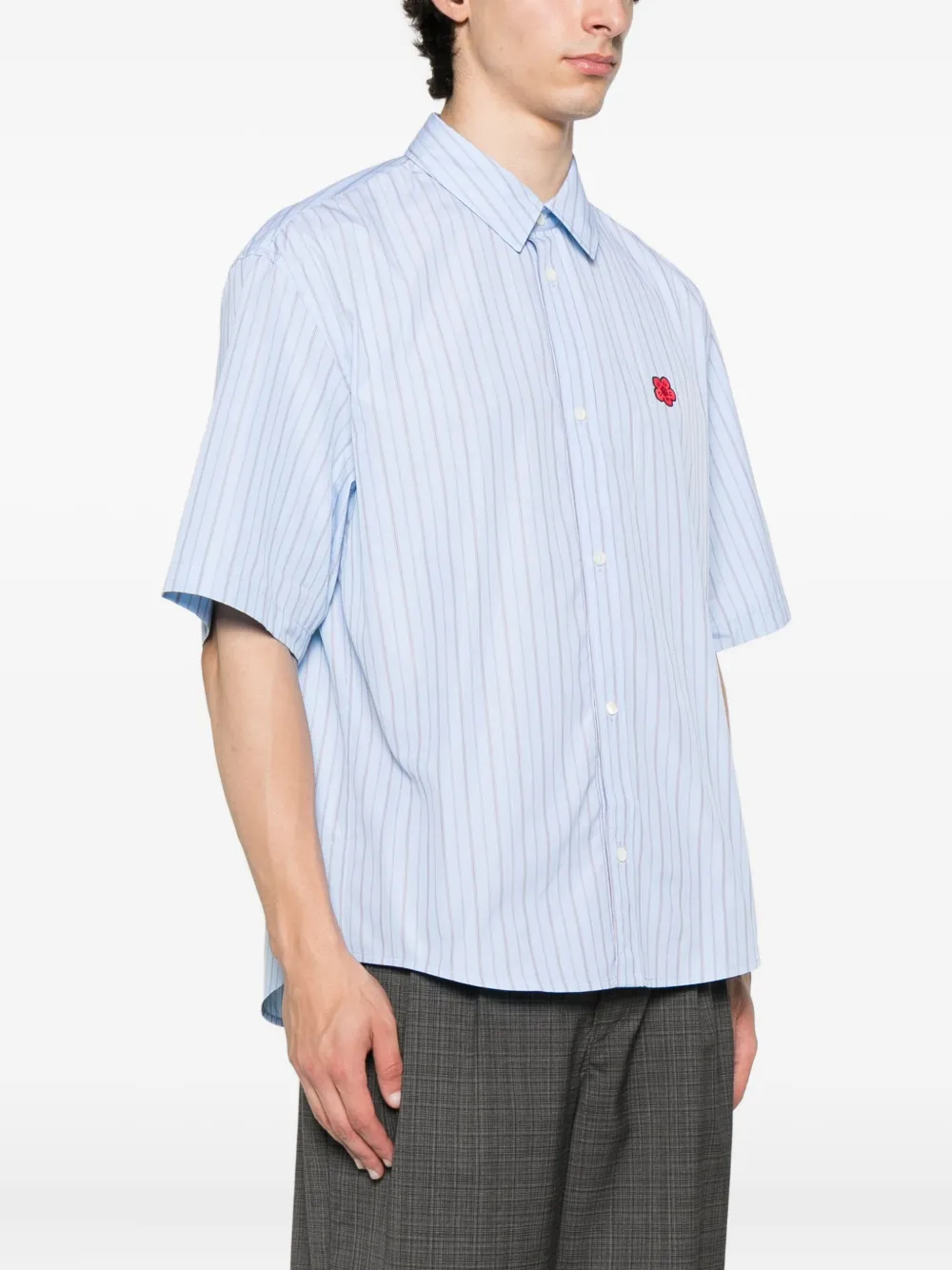 Kenzo striped embroidered shirt Blauw