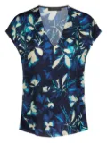 ELENA MIRO` floral-print V-neck top - Blue