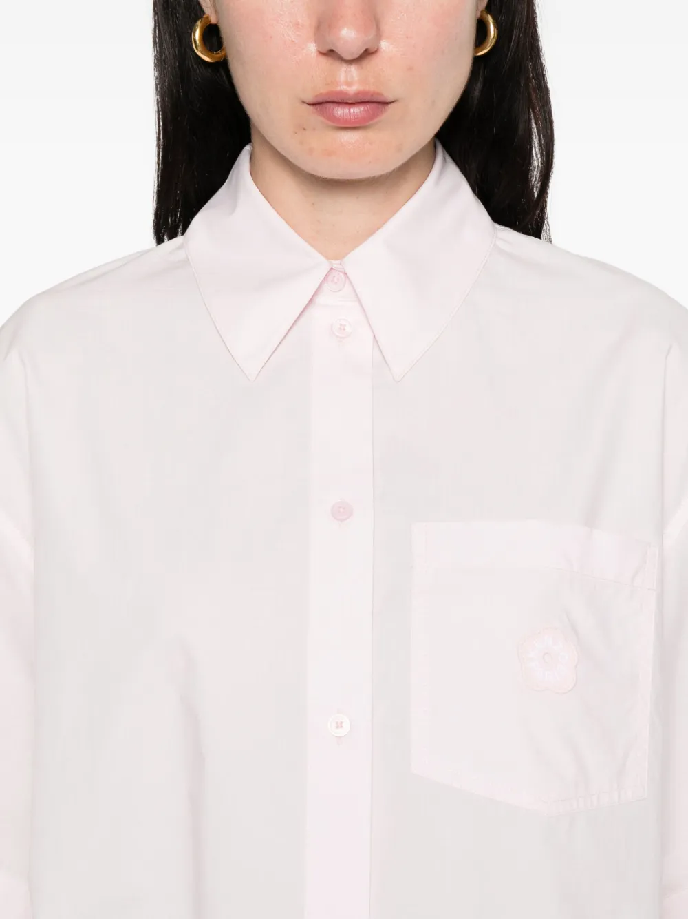 Kenzo logo-patch cotton shirt Roze