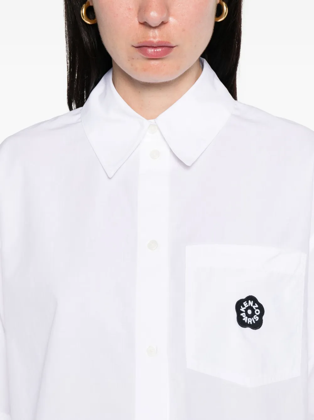 Kenzo logo-patch cotton shirt Wit