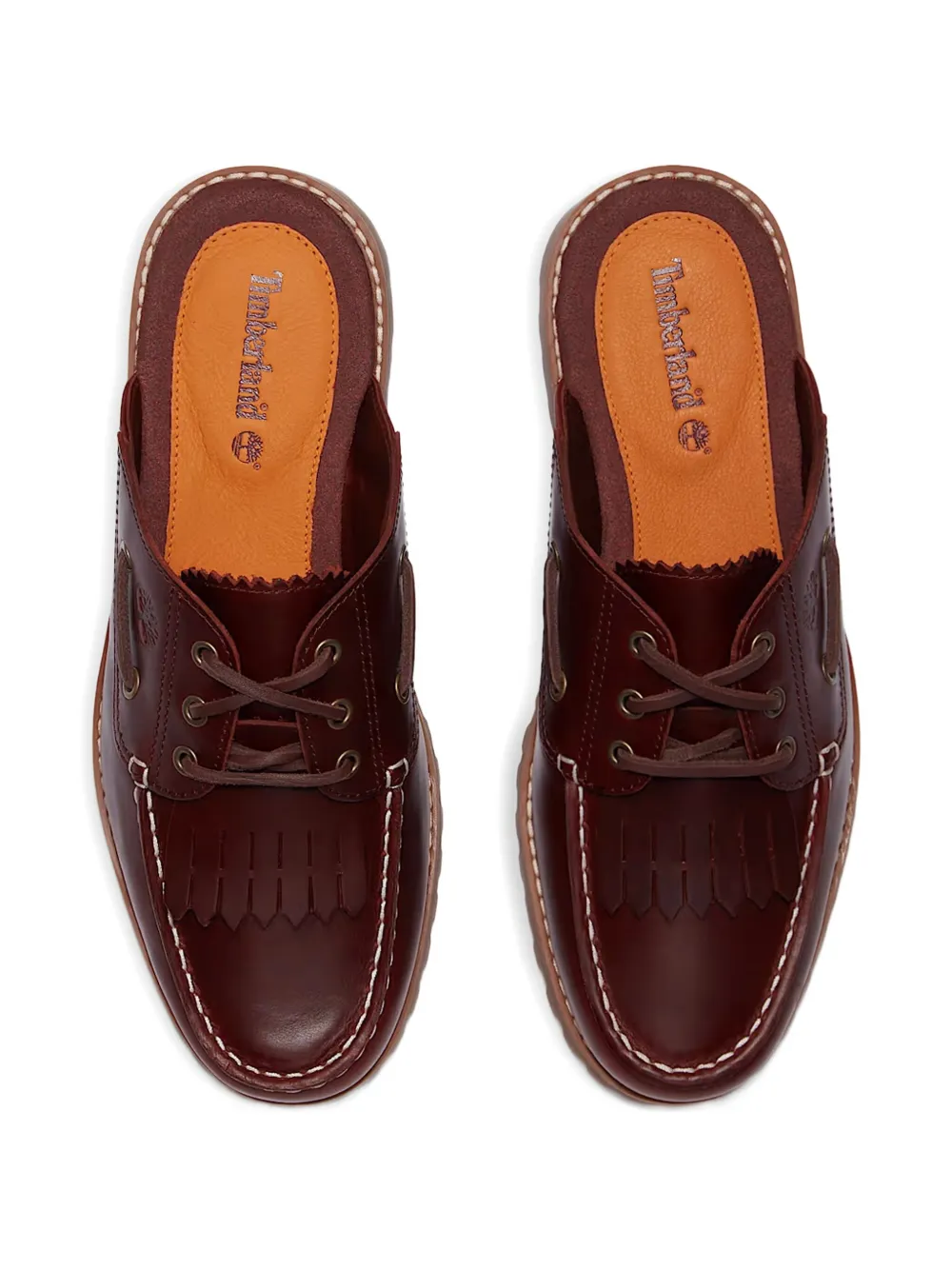 Timberland lace-up leather mules Red