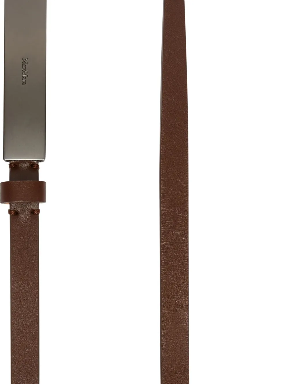 Max Mara Leren riem met plakkaat Bruin