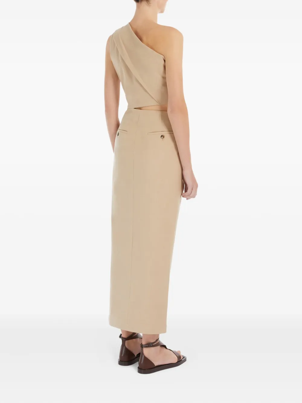 Max Mara Asymmetrische maxi-jurk Beige