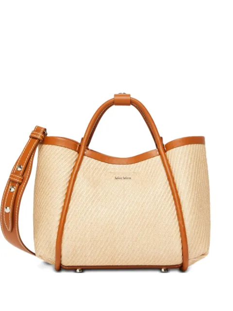 Max Mara woven-straw leather tote bag