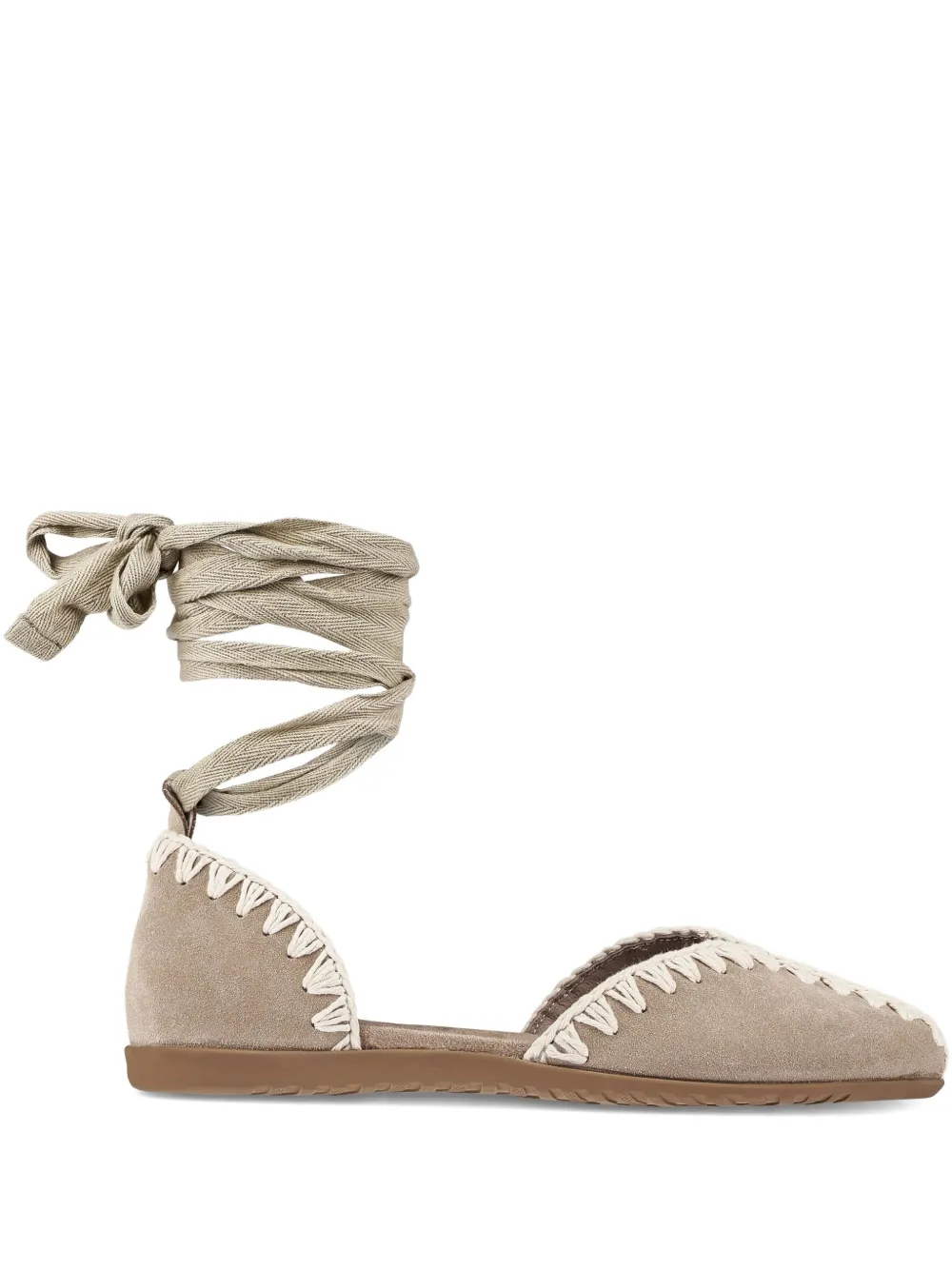 Mou suede lace-up flat sandals Neutrals