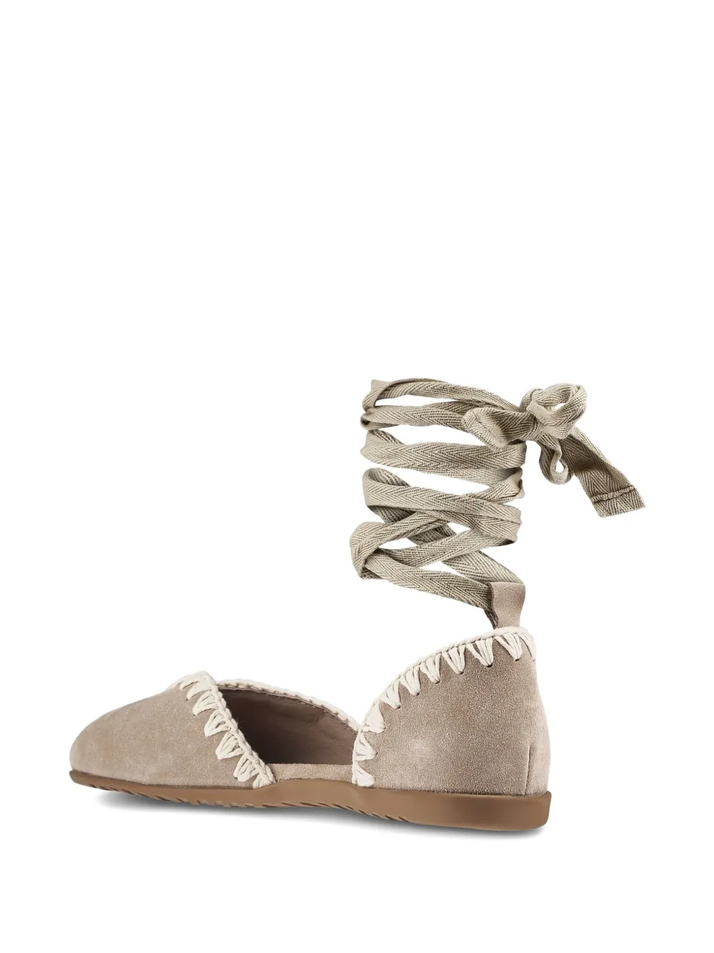 Mou suede lace-up flat sandals Neutrals