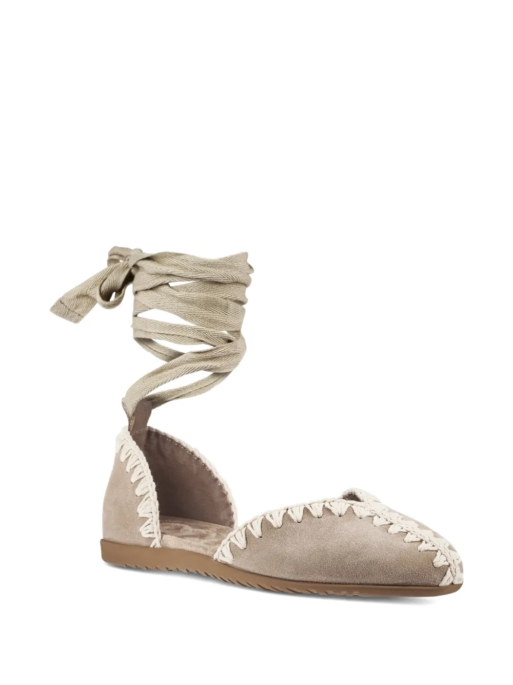 Mou suede lace-up flat sandals Neutrals