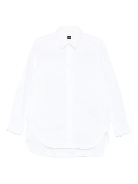 BOSS curved-hem cotton shirt