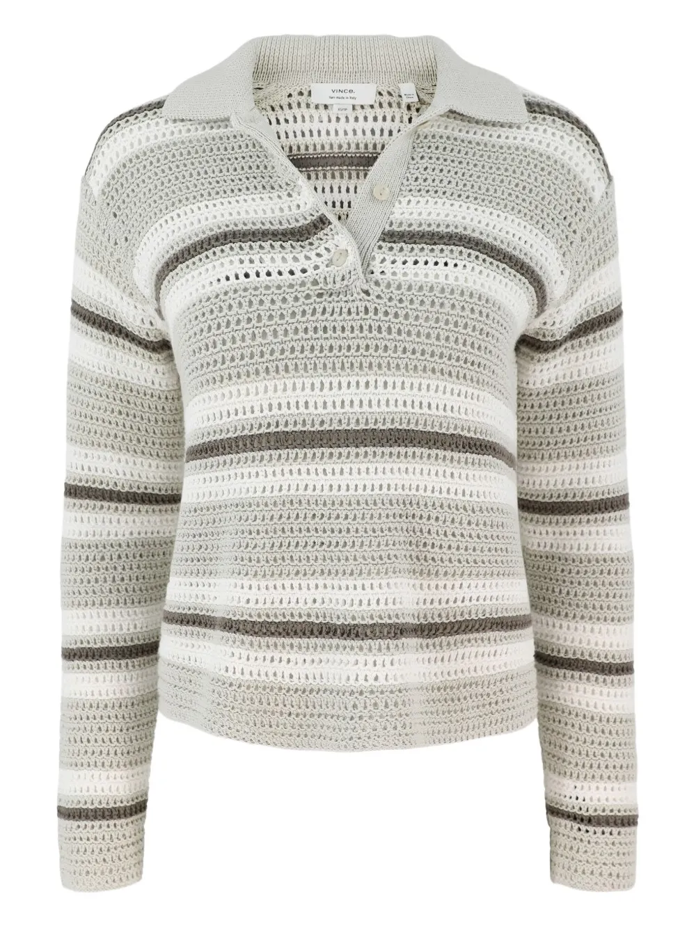 Vince striped mesh polo shirt - ニュートラル Vince striped mesh polo shirt - ニュートラル