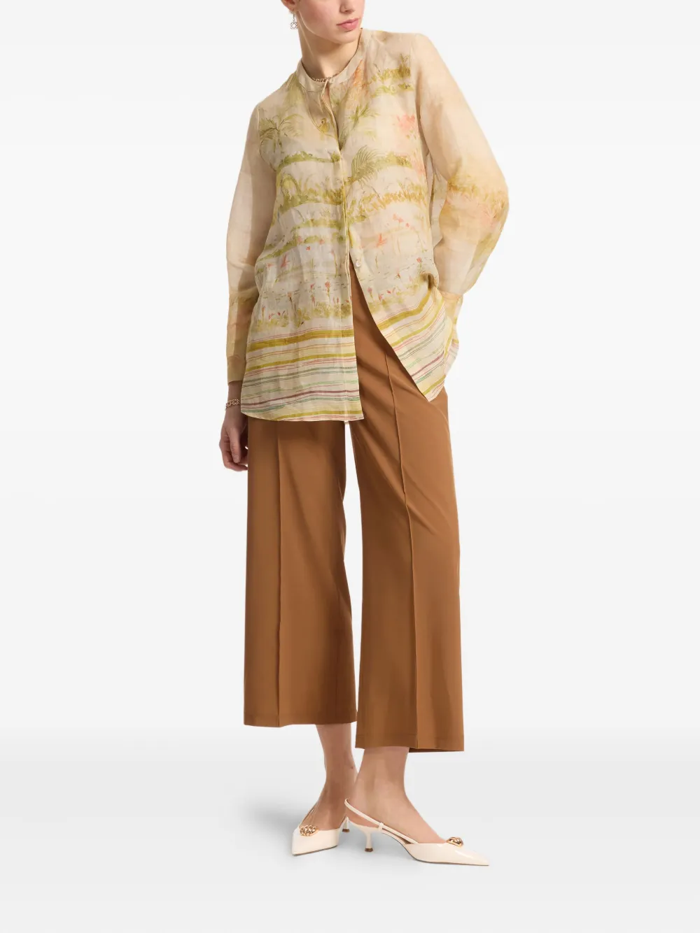ELENA MIRO` cropped trousers - Bruin