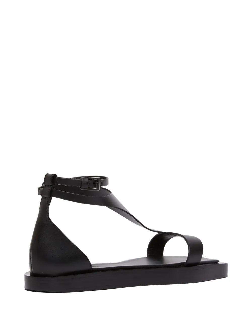 Max Mara leather flat sandals Black