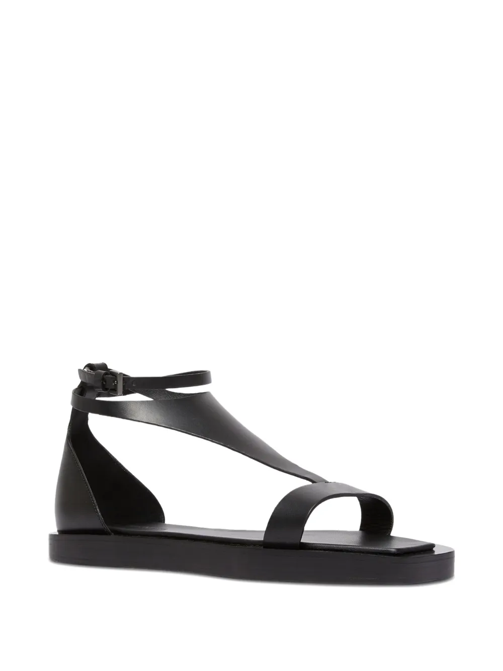 Max Mara leather flat sandals Black