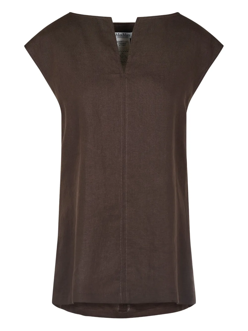 Max Mara cap-sleeve linen top | Brown | Image 1