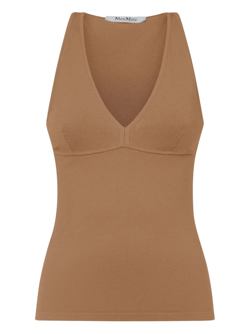 Max Mara plunge-neck fitted top - ブラウン Max Mara plunge-neck fitted top - ブラウン