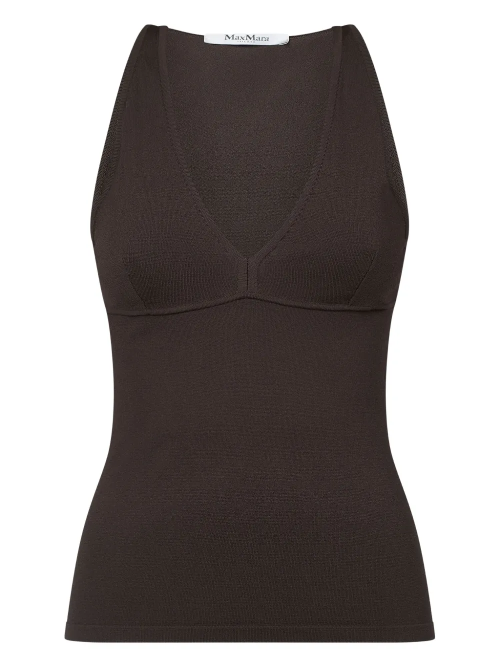 Max Mara v-neck ribbed tank top - ブラウン Max Mara v-neck ribbed tank top - ブラウン