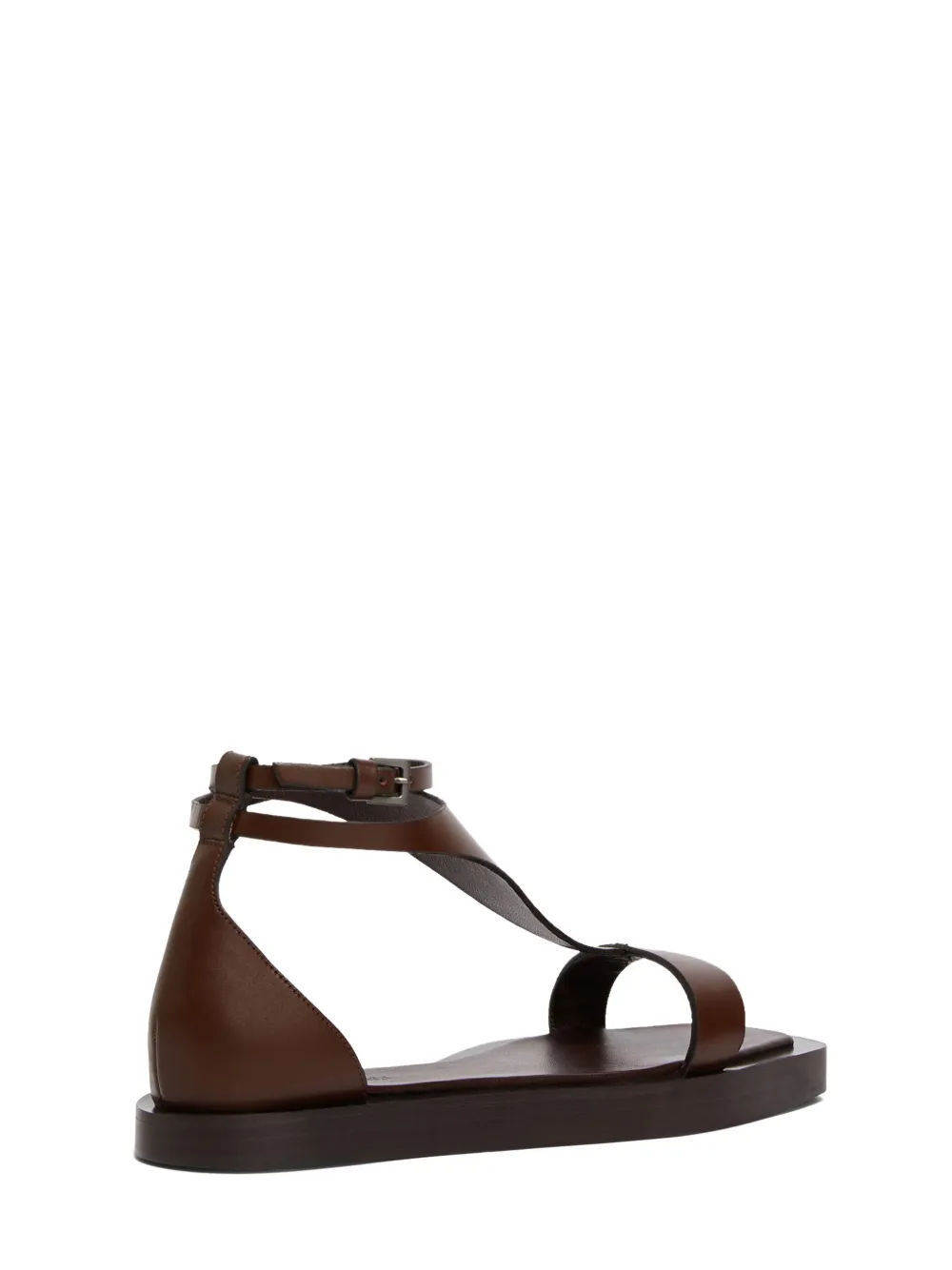 Max Mara Vela leather flat sandals Brown