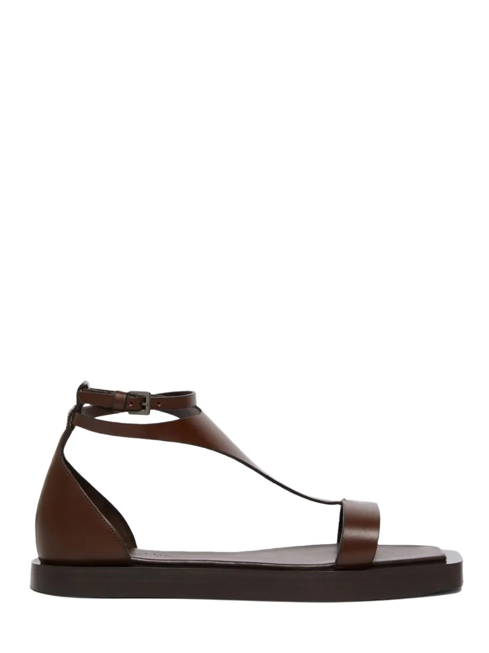 Max Mara Vela leather flat sandals Brown