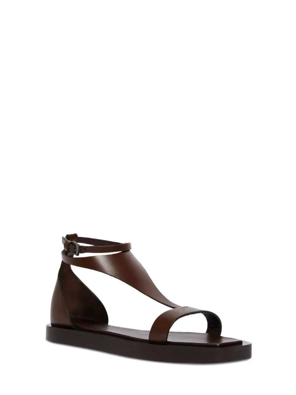 Max Mara Vela leather flat sandals Brown