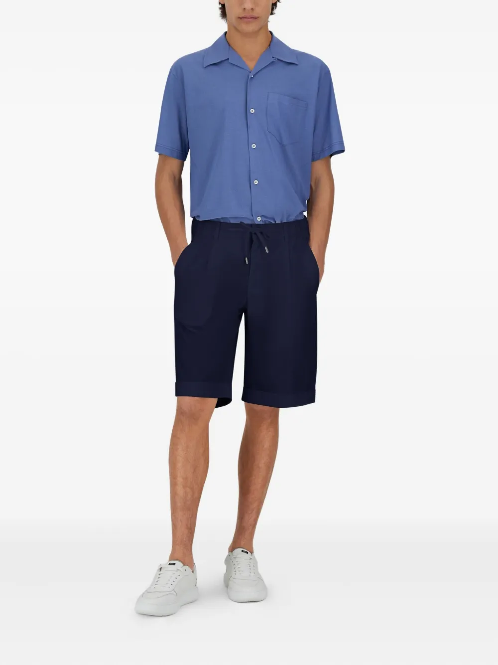 Herno Pleated Drawstring Shorts In Blue