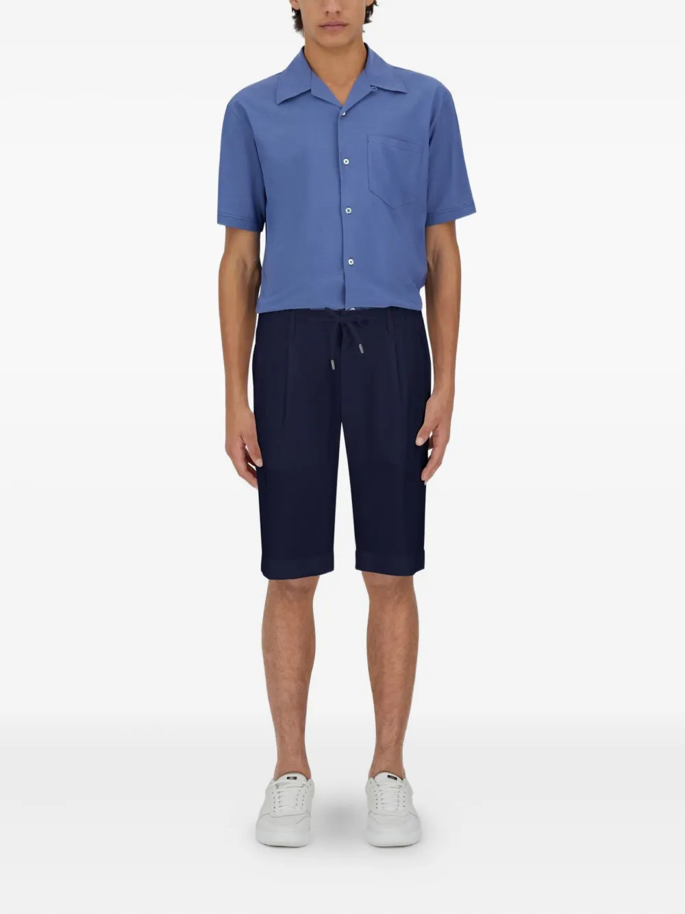 Herno Pleated Drawstring Shorts In Blue