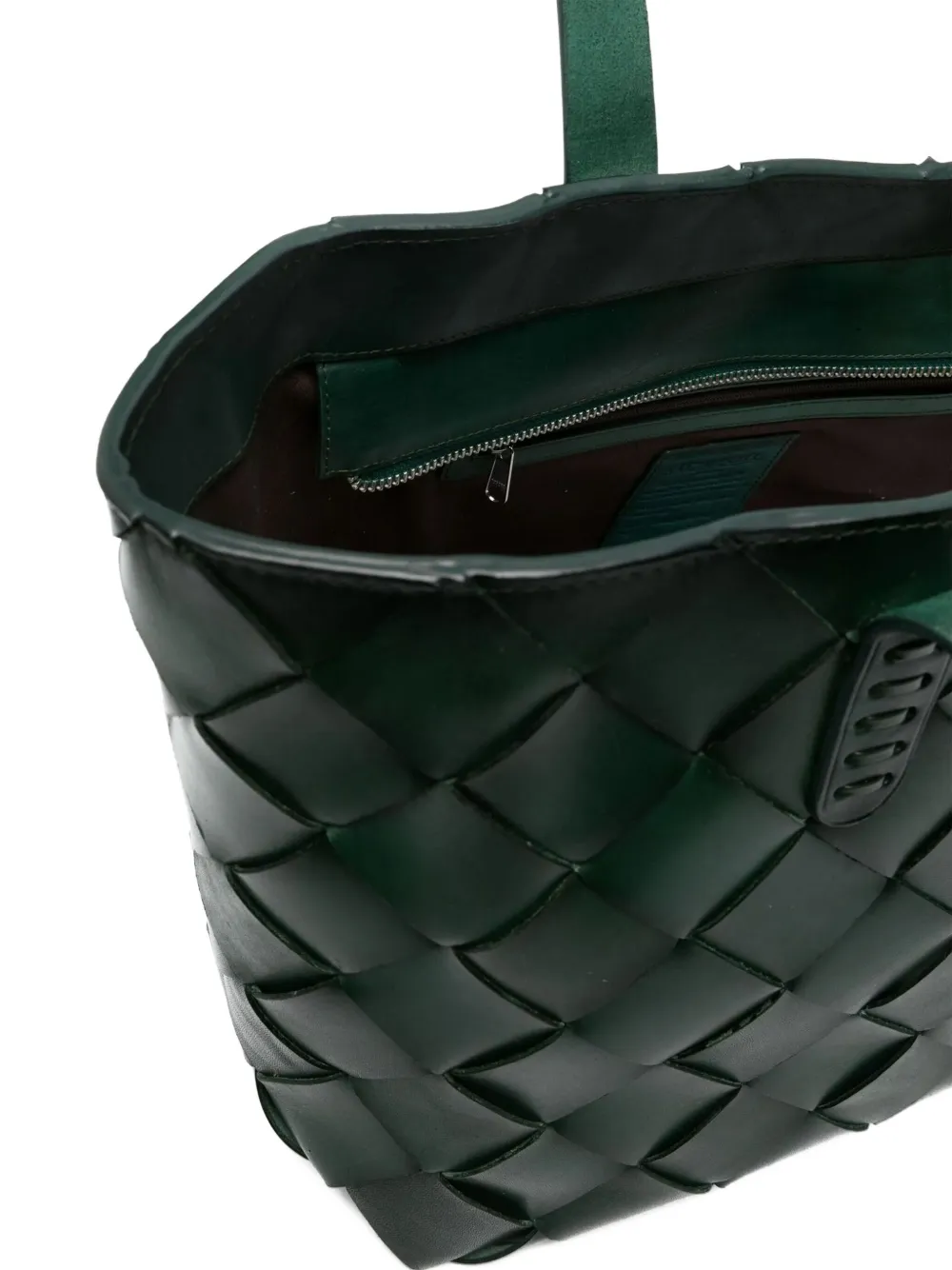 Dragon Diffusion Box Weave Basket Tote In Green Leather In Green