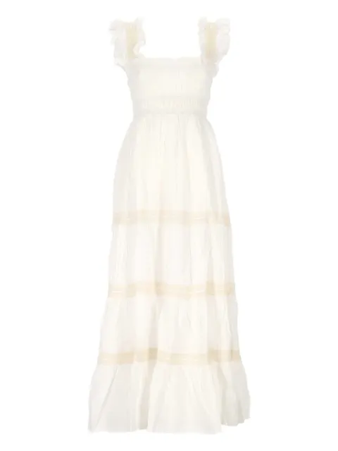 Rixo smocked tiered cotton midi dress