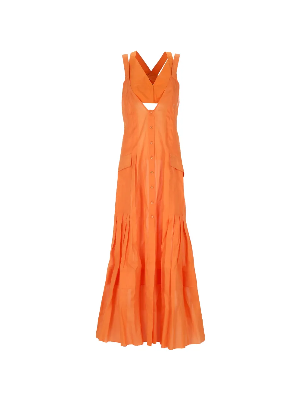 Alberta Ferretti pleated button-down maxi dress - Orange