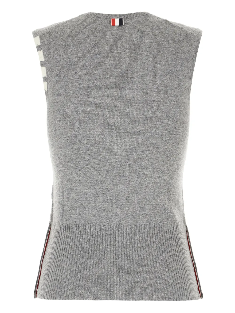 Thom Browne Grey Cashmere Sleeveless Sweater In Gray