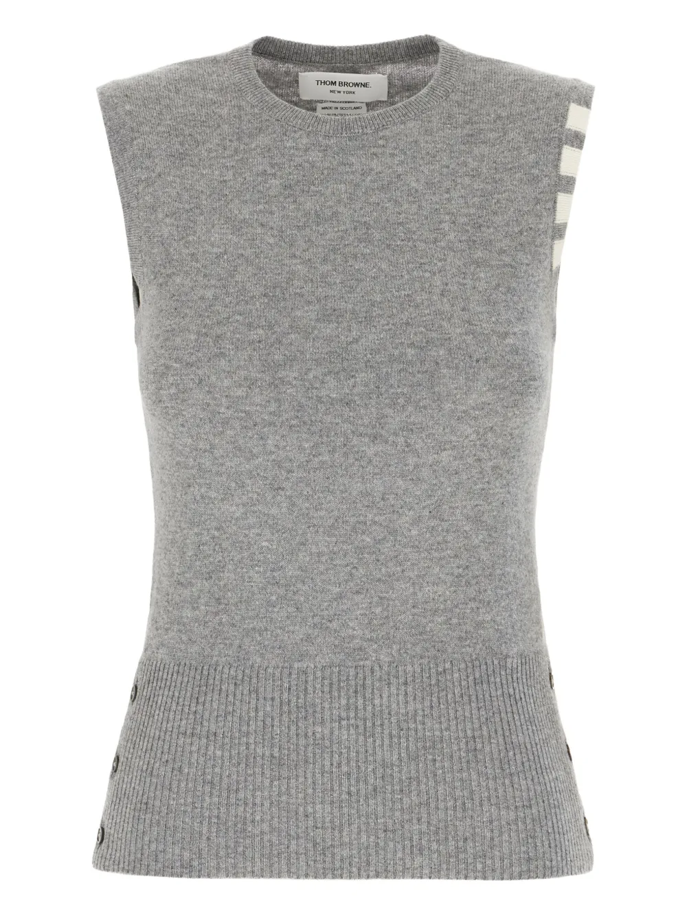 Thom Browne Grey Cashmere Sleeveless Sweater In Gray