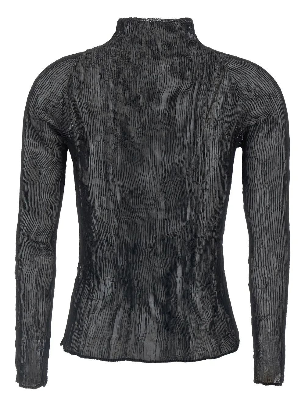 Issey Miyake Chiffon Twist-56 top met hoge hals Zwart