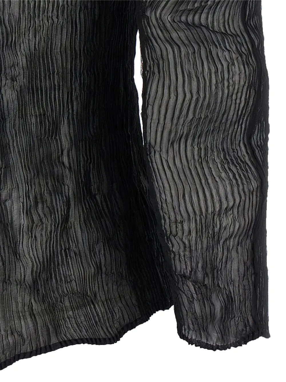 Issey Miyake Chiffon Twist-56 top met hoge hals Zwart