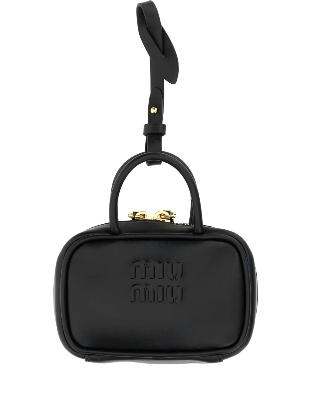 Miu Miu embossed-leather top-handle keychain | Black | Image 1