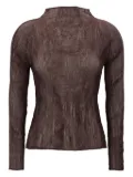Issey Miyake pleated long-sleeve top - Brown