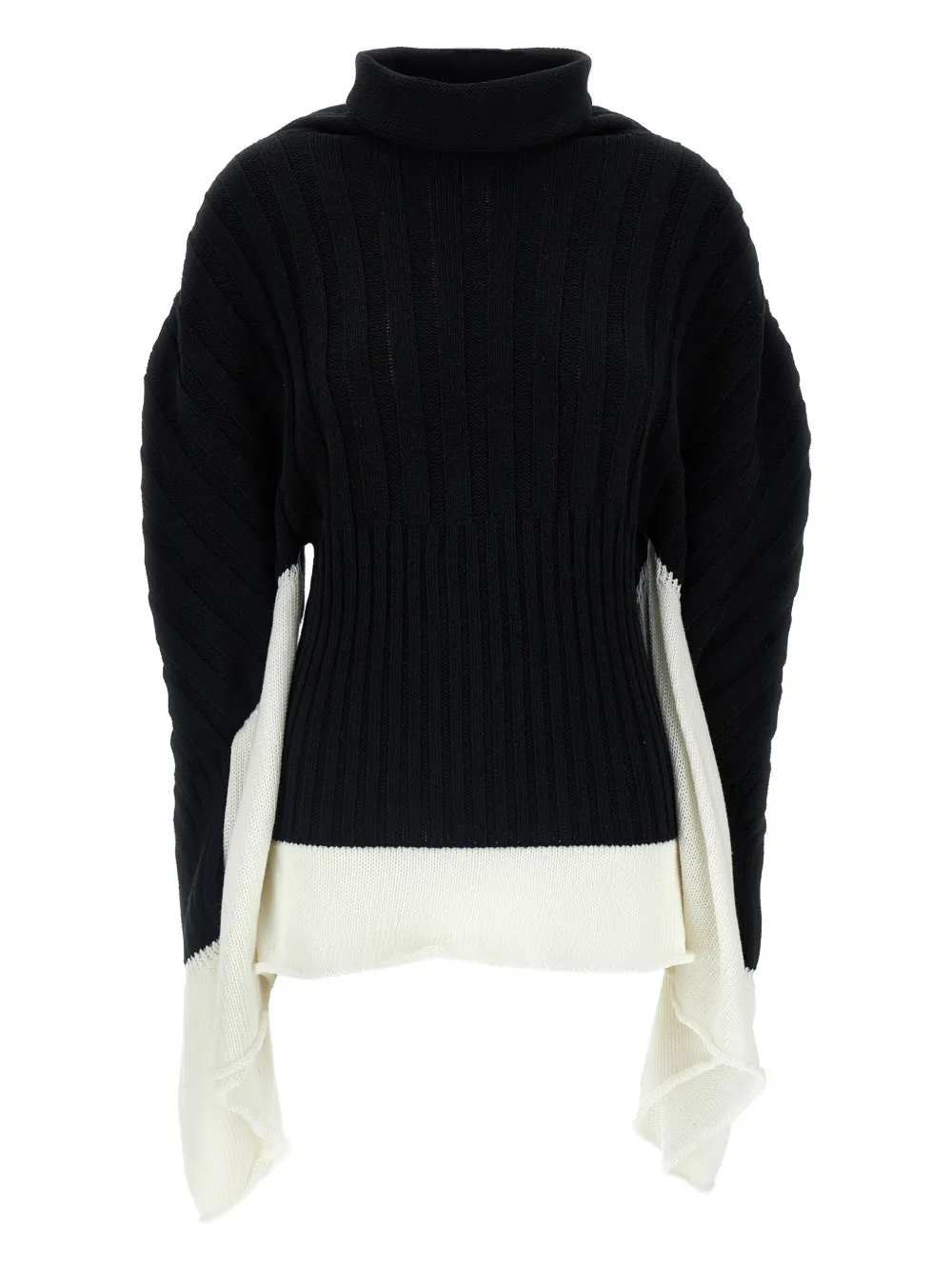 Issey Miyake asymmetric ribbed turtleneck jumper | Black | Image 1
