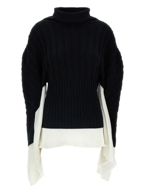 Issey Miyake asymmetric ribbed turtleneck jumper