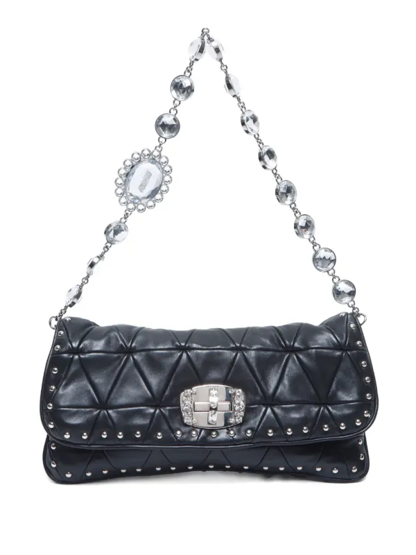 Miu Miu Pre-Owned 2010 ビジュートリム ショルダーバッグ | ブラック 
