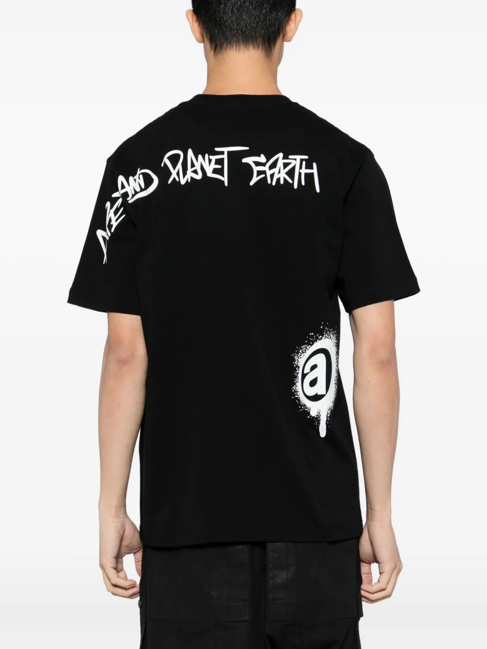 AAPE BY *A BATHING APE T-shirt met maangezicht logo Zwart