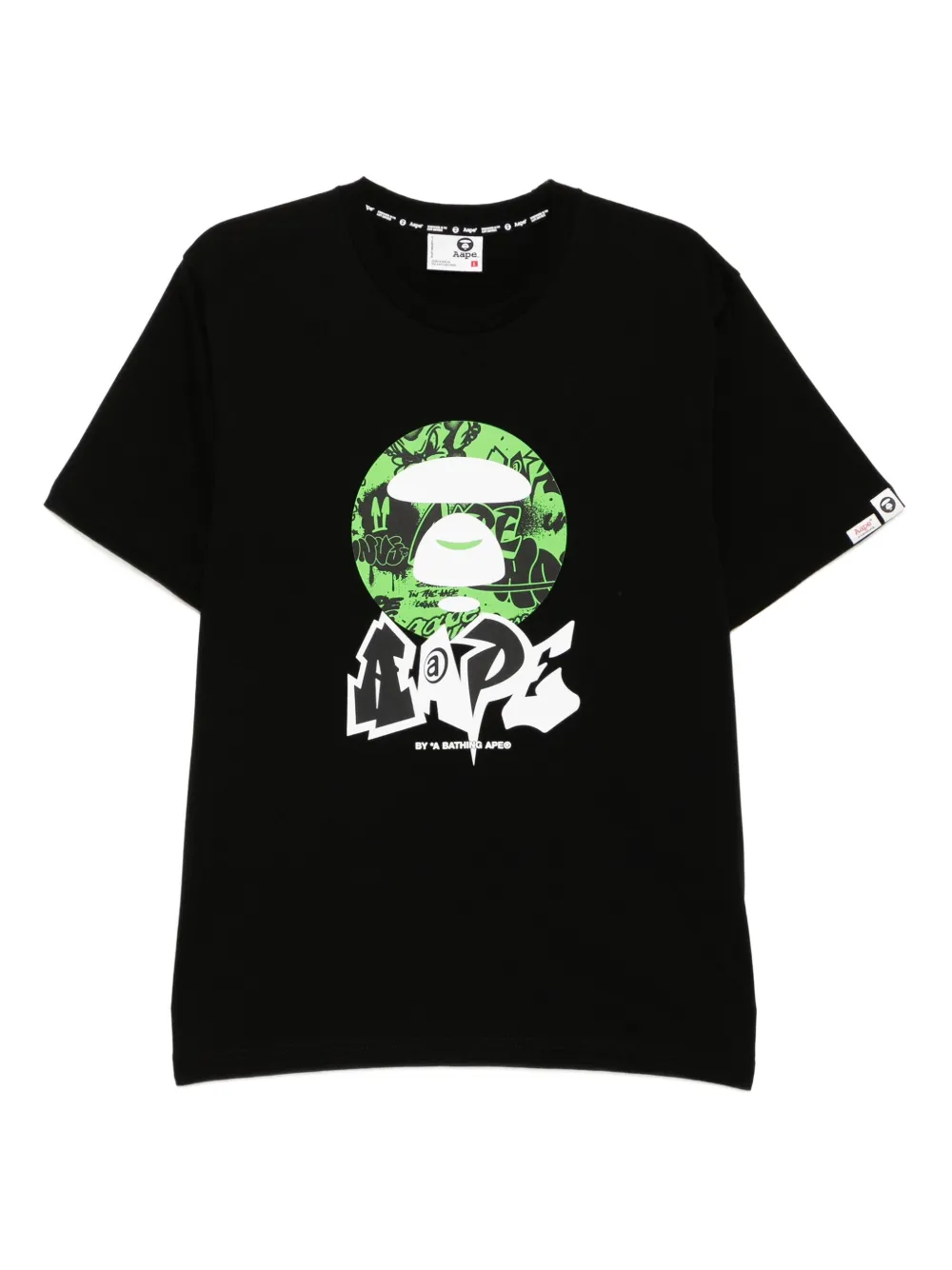 AAPE BY *A BATHING APE T-shirt met maangezicht logo Zwart