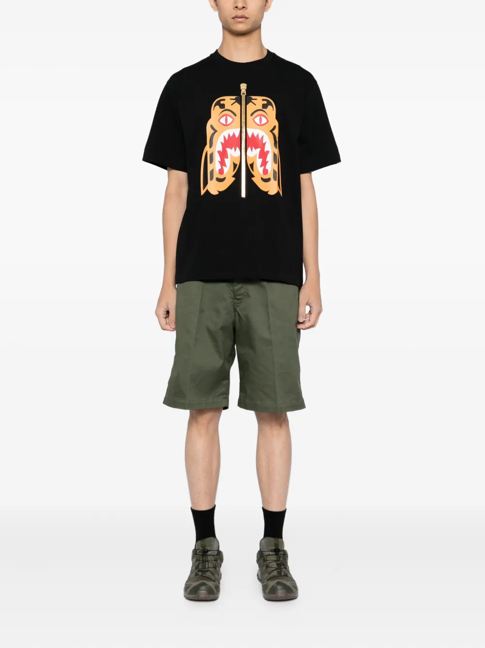 A BATHING APE T-shirt met tijgerprint Zwart