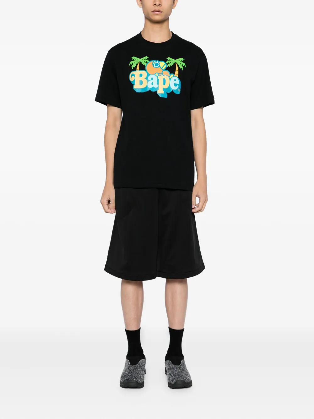 A BATHING APE T-shirt met print Zwart