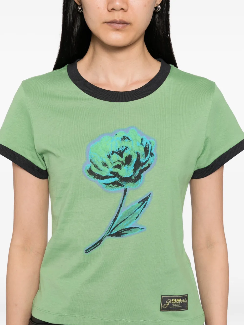 GANNI T-shirt met grafische print Groen
