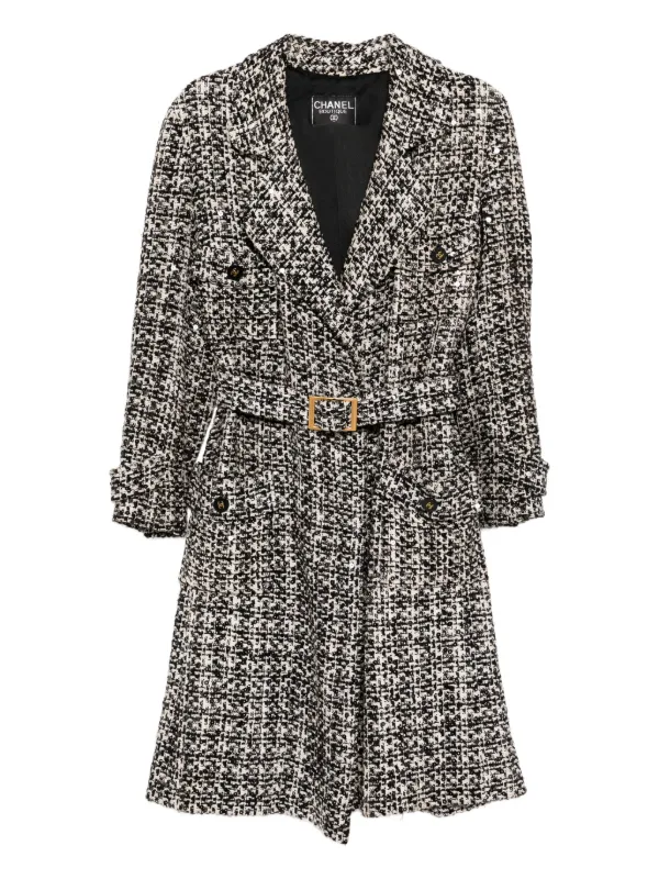 CHANEL Pre-Owned 1990-2000s ツイードコート | ブラック | FARFETCH JP
