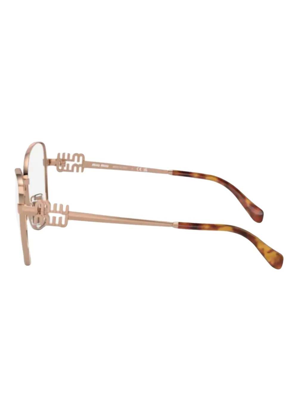 Miu Eyewear Bril met metalen montuur en logoplakkaat Goud