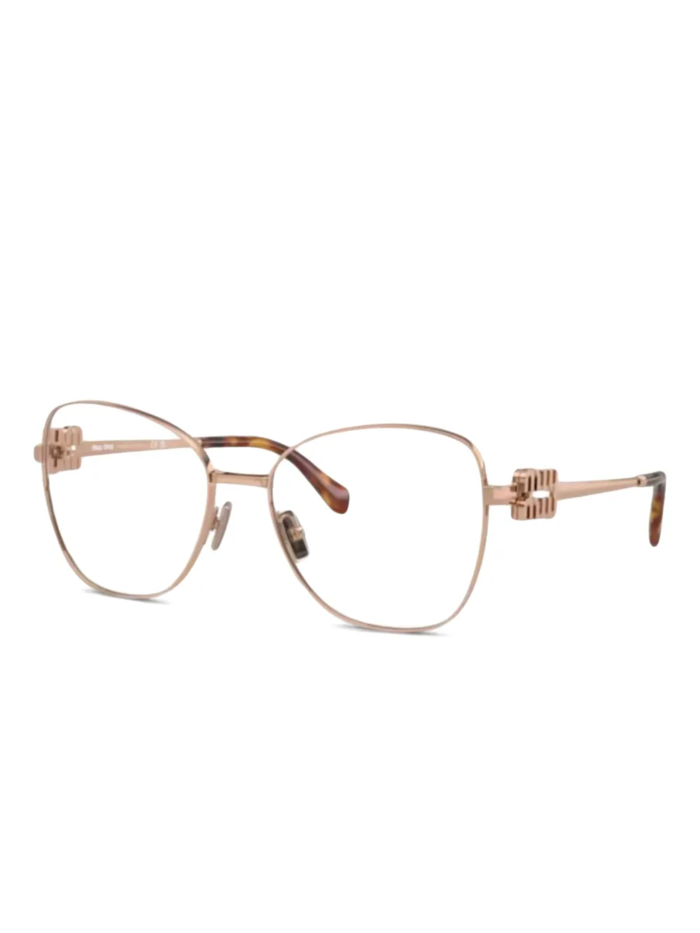 Miu Eyewear Bril met metalen montuur en logoplakkaat Goud