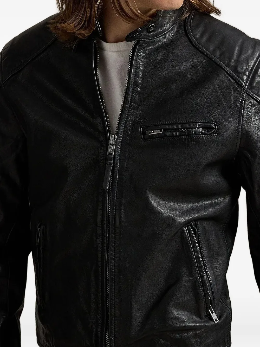 Polo Ralph Lauren Leren bikerjack Zwart
